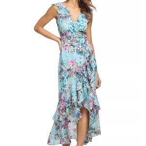 Kensie Floral Blue and Lavender Midi Dress! Perfect for your spring event!